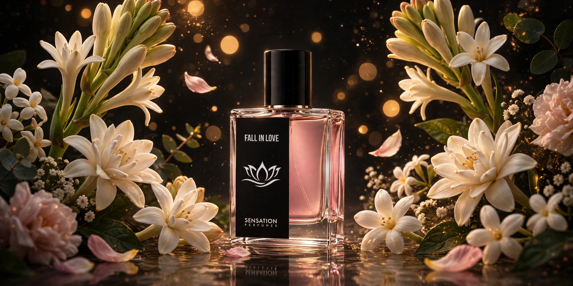 Fall in Love perfume among tuberose blossoms