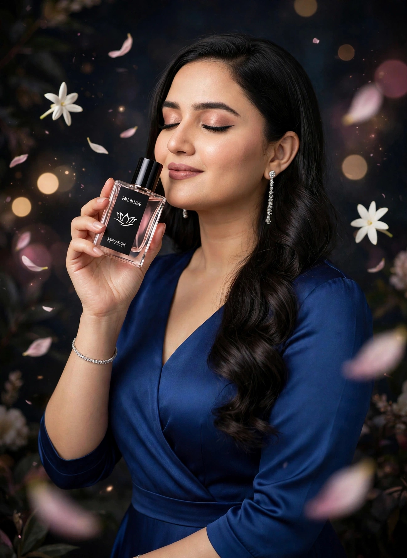 Woman enjoying Fall in Love perfume